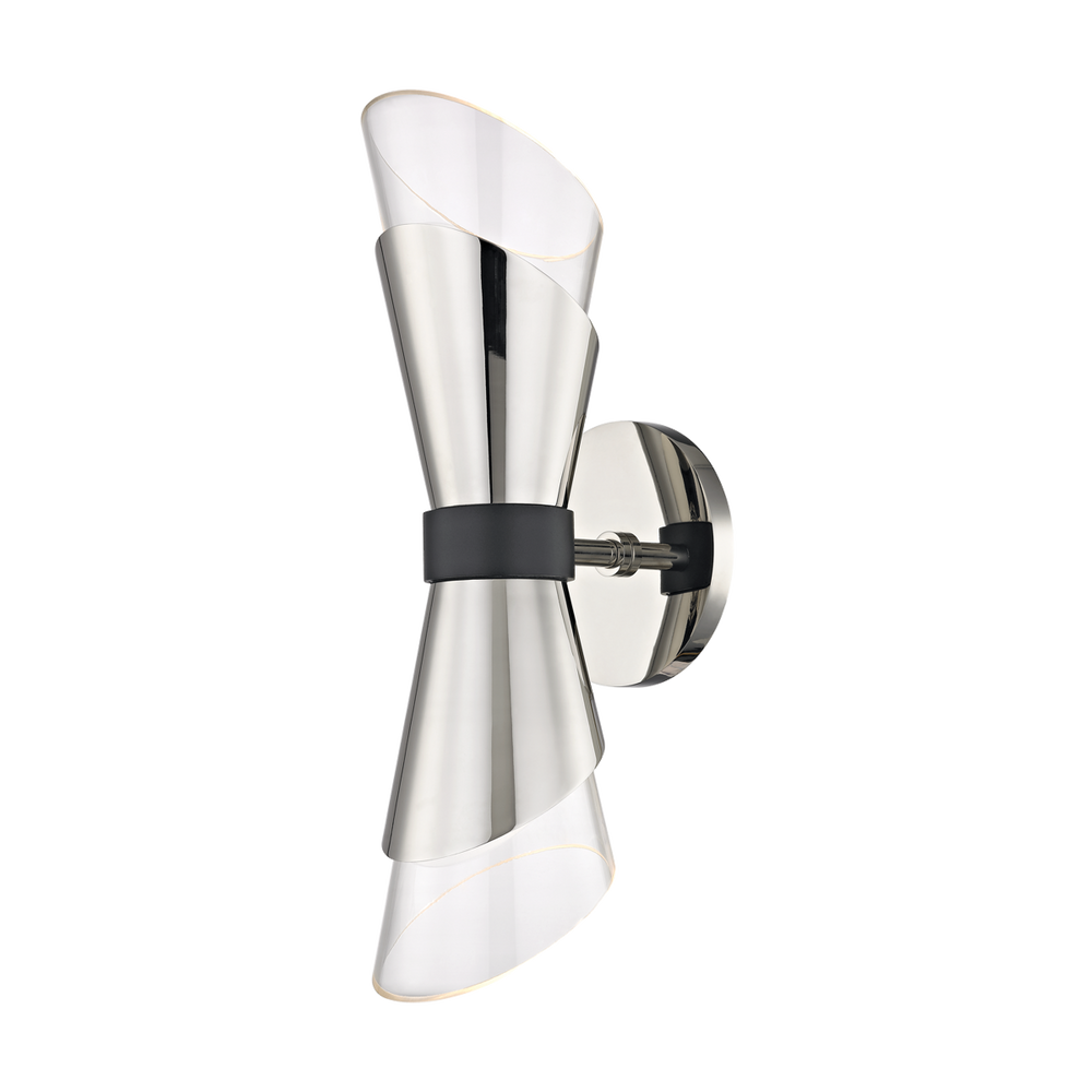 Hudson Valley Lighting Angie 2 Light Sconces H130102 Wall Sconces Mitzi Polished Nickel/Black  