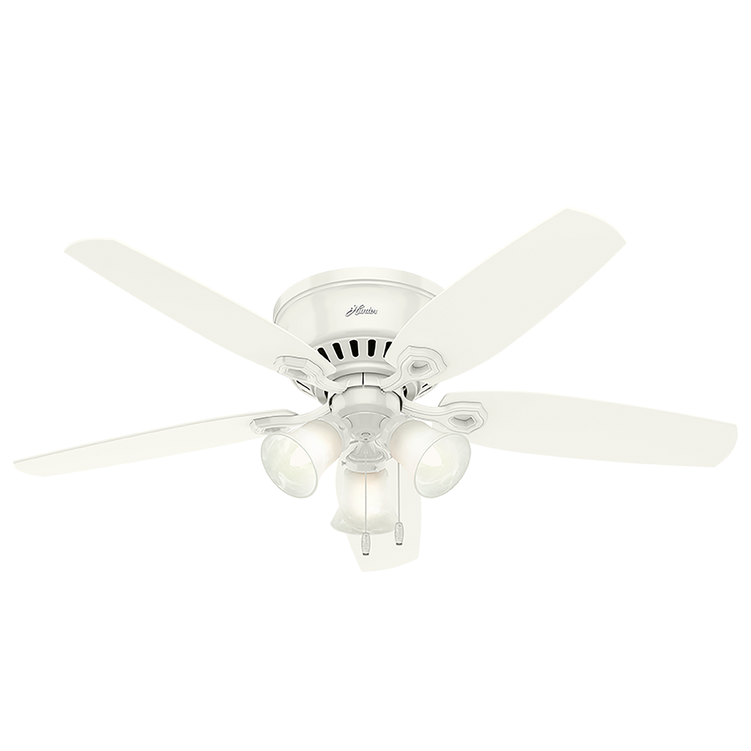 Hunter 52 inch Builder Low Profile Ceiling Fan with LED Light Kit and Pull Chain Indoor Ceiling Fans Hunter