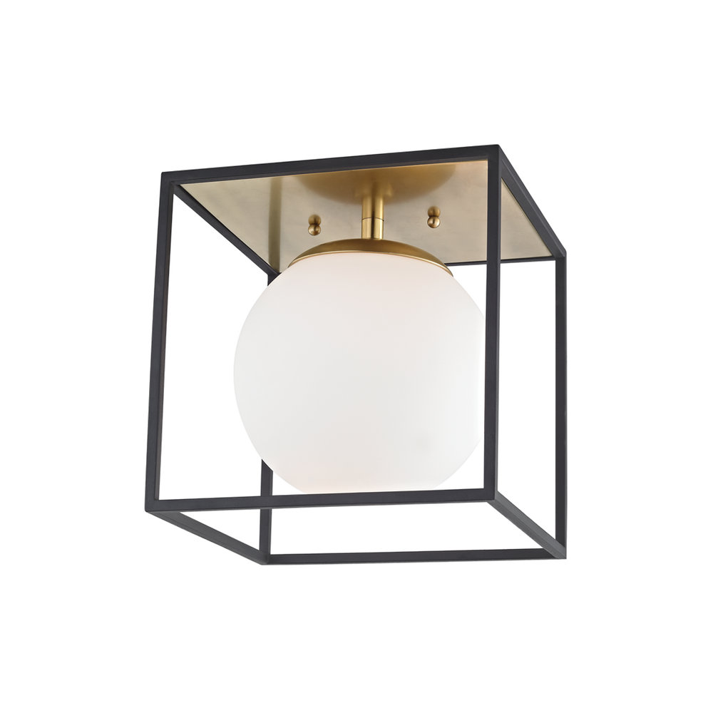 Hudson Valley Lighting Aira 1 Light Small Flush Mount H141501S Ceiling Flush Mounts Mitzi Aged Brass/Black  