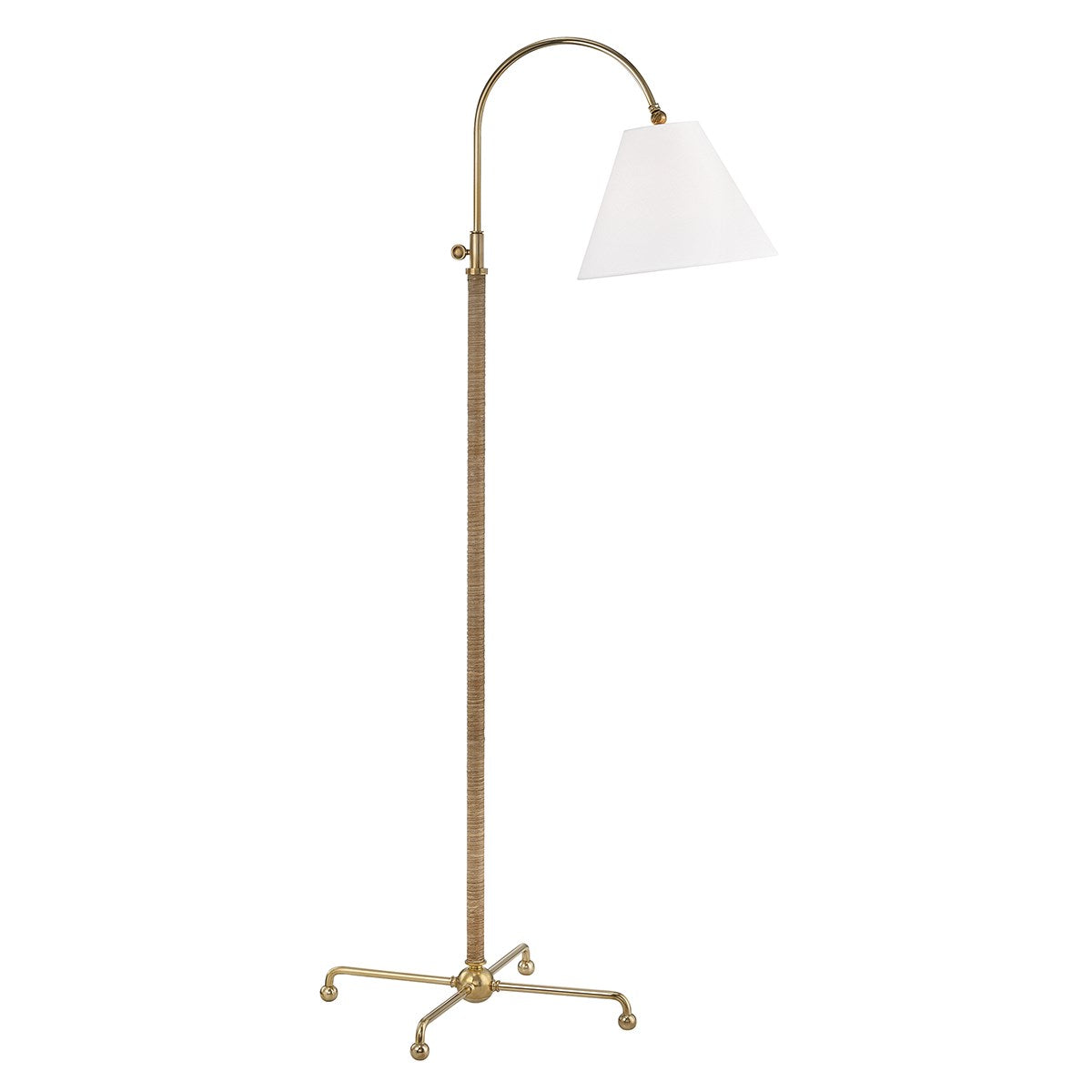 Curves No.1 - 1 LIGHT FLOOR LAMP W/ RATTAN ACCENT Lamp Hudson Valley Aged Brass  