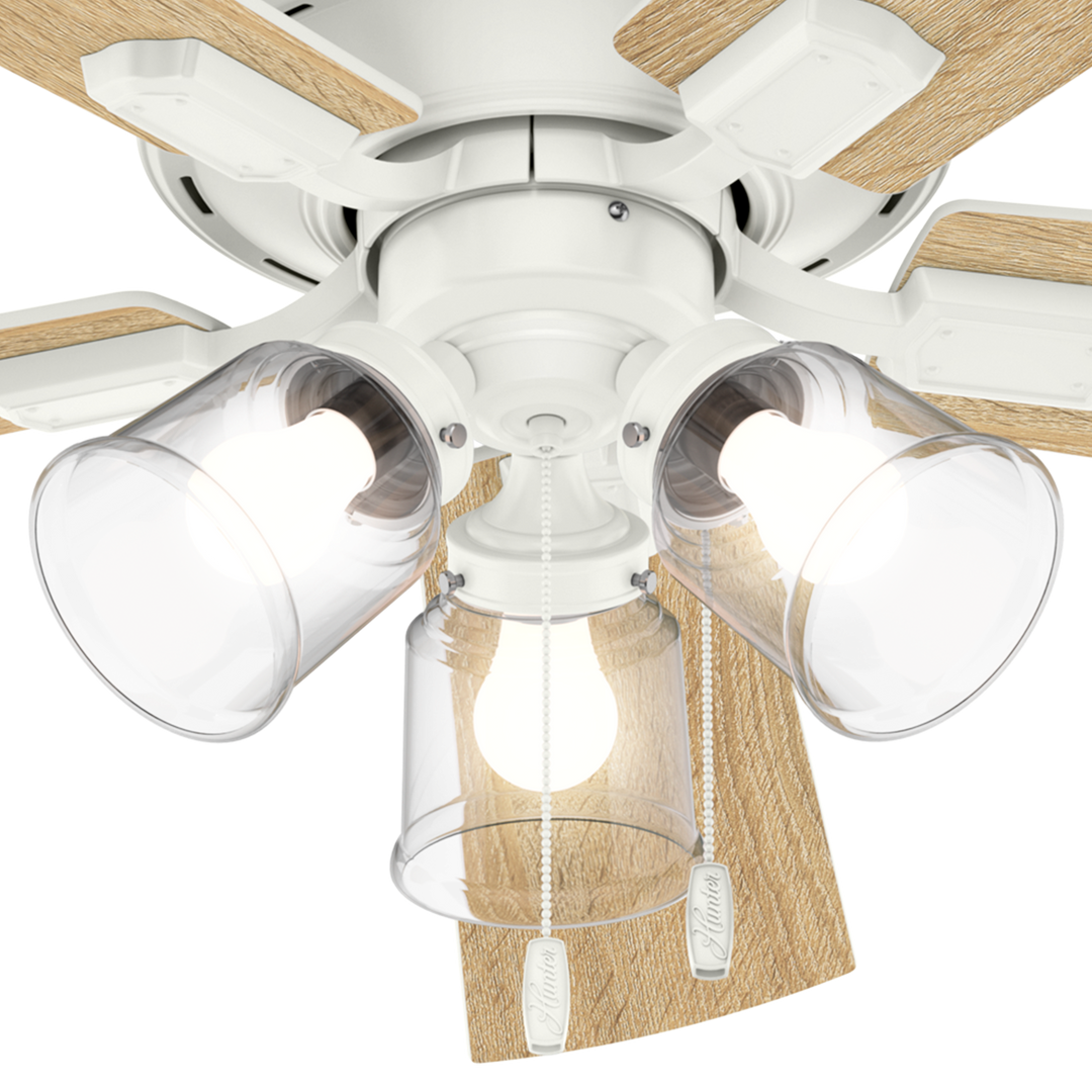 Hunter 52 inch Crestfield Low Profile Ceiling Fan with LED Light Kit and Pull Chain Indoor Ceiling Fans Hunter   