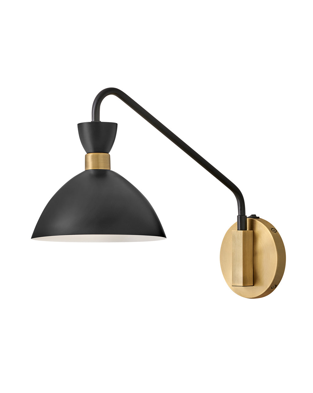 Lark SIMON Single Light Plug-In Sconce L83250 Wall Light Fixtures Lark Black with Heritage Brass accents  