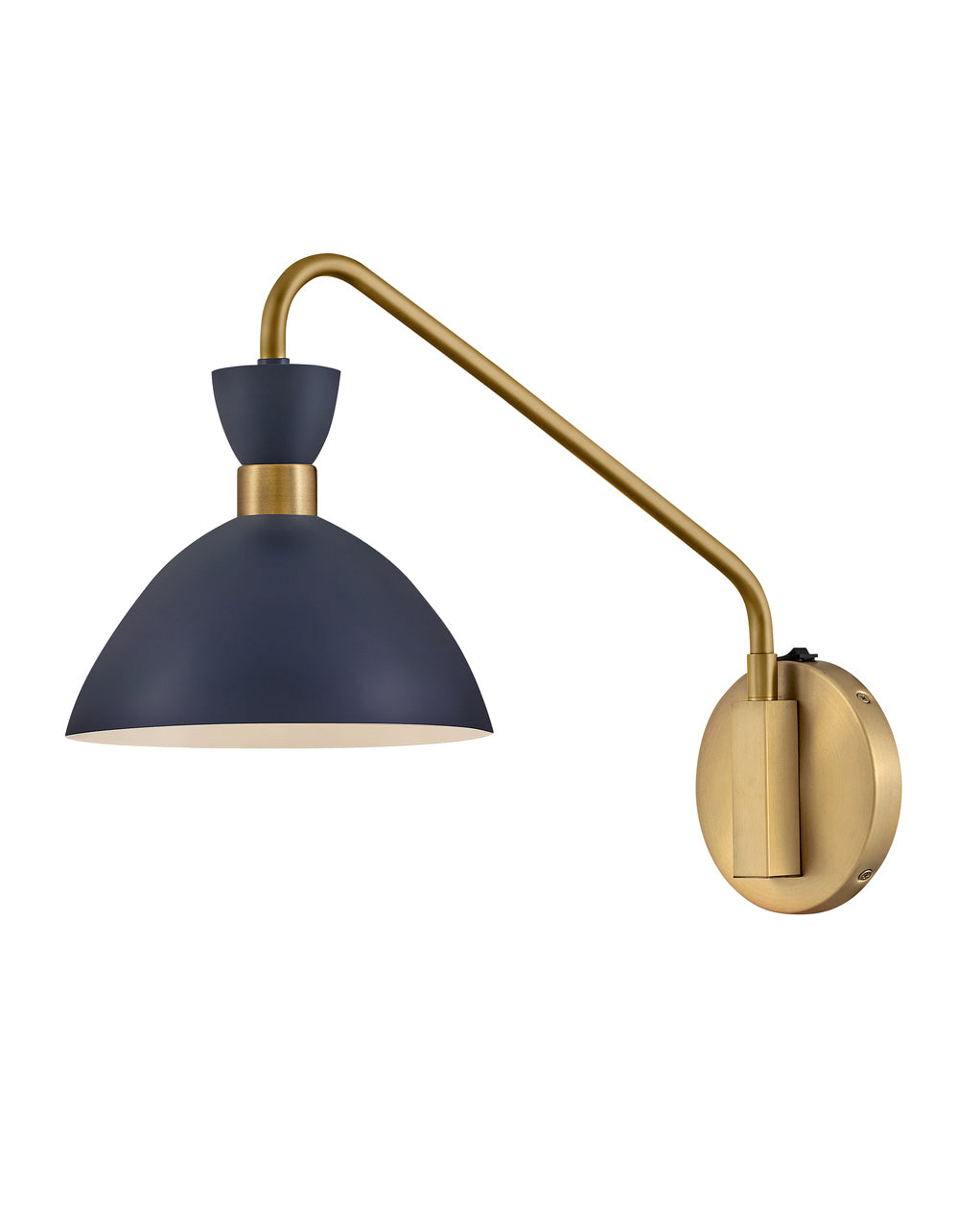 Lark SIMON Single Light Plug-In Sconce L83250 Wall Light Fixtures Lark Matte Navy with Heritage Brass accents  