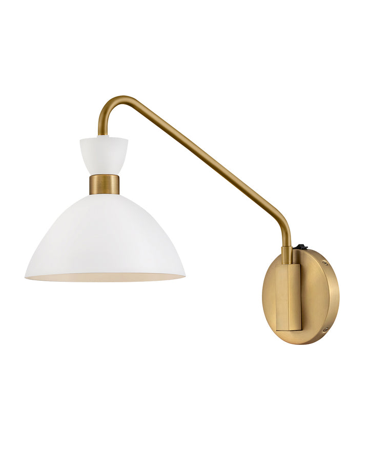 Lark SIMON Single Light Plug-In Sconce L83250 Wall Sconces Lark Matte White with Heritage Brass accents  