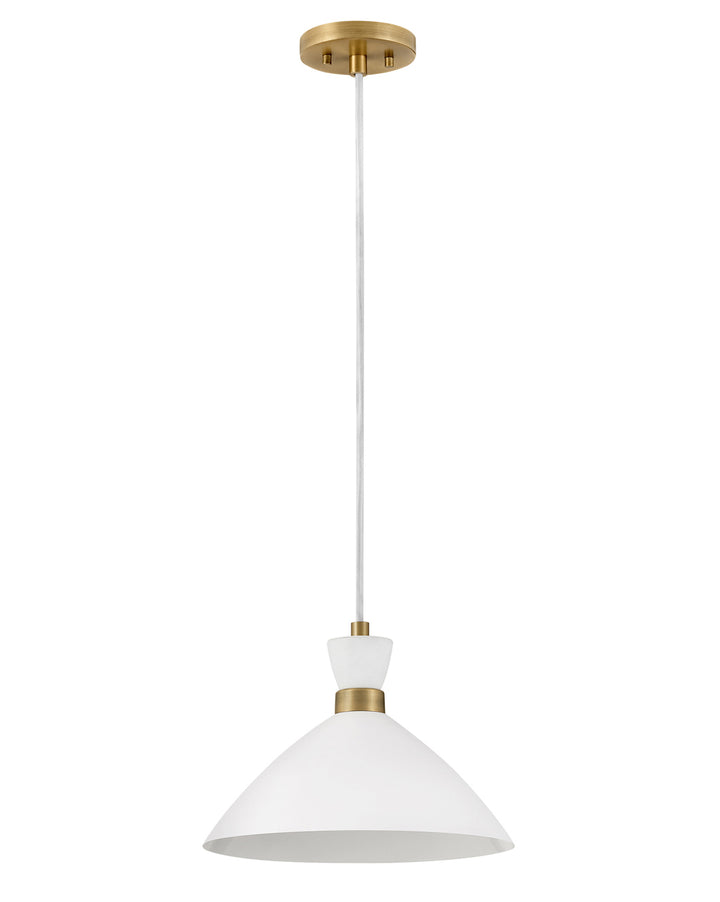 Lark SIMON Single Light Pendant L83257 Mini-Pendants Lark Matte White with Heritage Brass accents