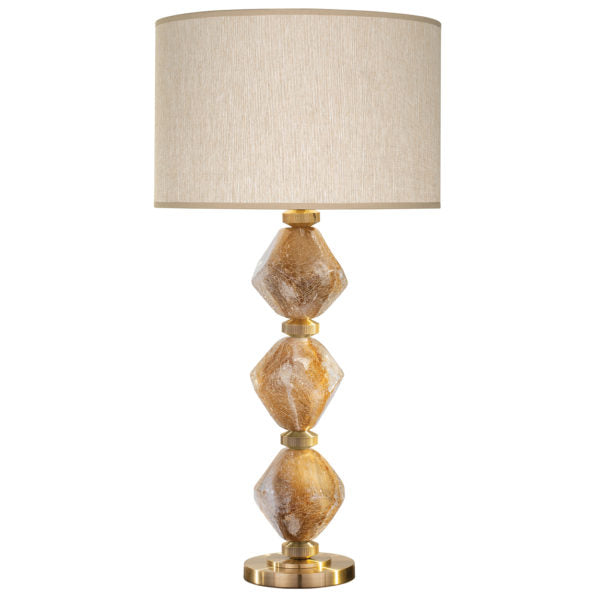 Fine Art Lamps SoBe 30.5" Table Lamp Lamp Fine Art Handcrafted Lighting Amber Agate with Beige fabric shade  