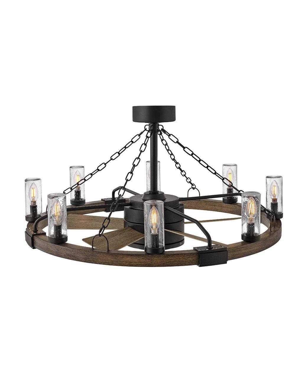 Hinkley Sawyer 36" with 28" LED 902928 Ceiling Fan Hinkley Matte Black with Driftwood accent  