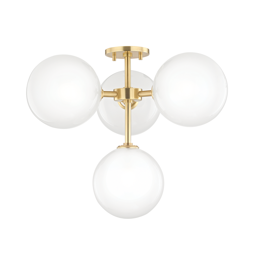 Hudson Valley Lighting Ashleigh 4 Light Semi-Flush Mount H122604 Ceiling Semi Flush Mounts Mitzi Aged Brass  