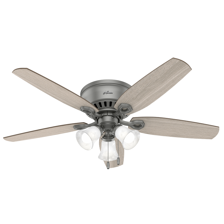 Hunter 52 inch Builder Low Profile Ceiling Fan with LED Light Kit and Pull Chain Indoor Ceiling Fans Hunter