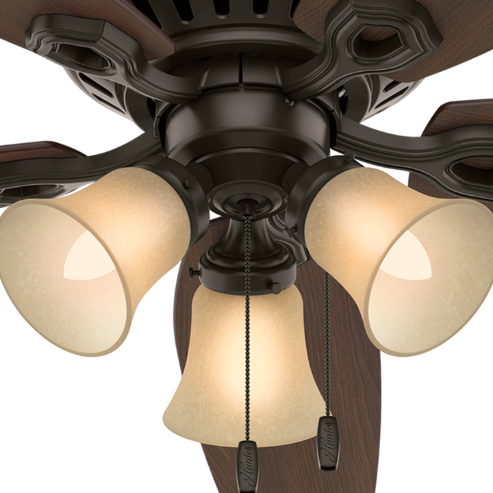 Hunter 52 inch Builder Low Profile Ceiling Fan with LED Light Kit and Pull Chain Indoor Ceiling Fans Hunter