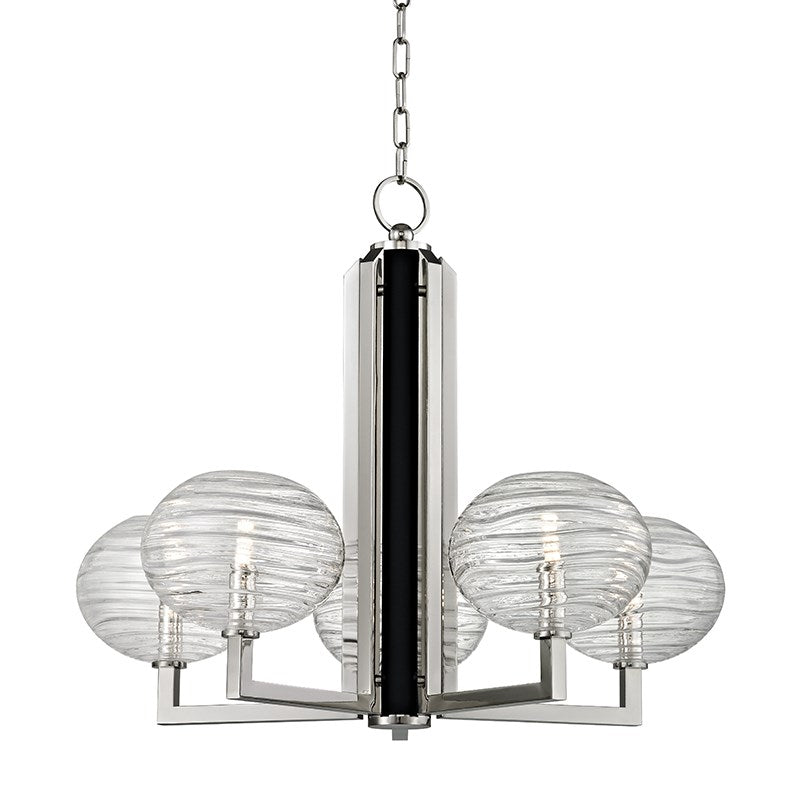 BRETON - 5 LIGHT CHANDELIER Chandeliers Hudson Valley Lighting Polished Nickel  