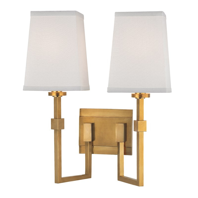 Fletcher - 2 LIGHT WALL SCONCE Wall Sconces Hudson Valley Lighting Aged Brass  