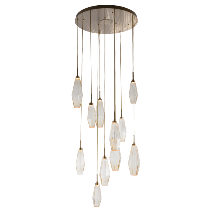 Hammerton Aalto Round Multi-Port-11 Pendants Hammerton Studio Metallic Beige Silver Optic Rib Blown Glass - Amber 2700