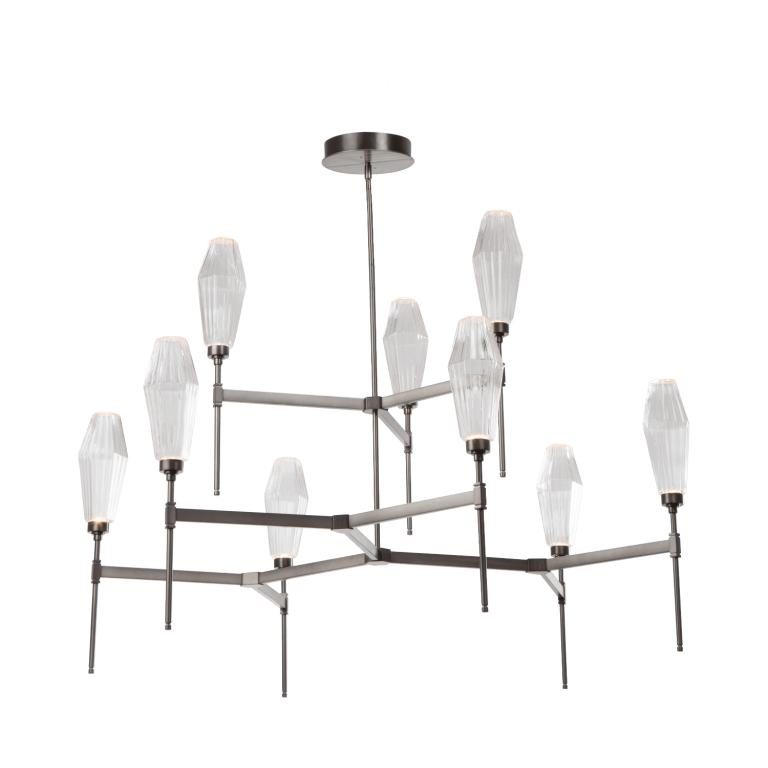 Hammerton Aalto Round Belvedere Chandelier-54 Chandeliers Hammerton Studio Metallic Beige Silver Optic Rib Blown Glass - Amber 2700