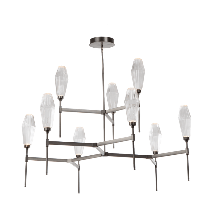 Hammerton Aalto Round Belvedere Chandelier-54 Chandeliers Hammerton Studio Metallic Beige Silver Optic Rib Blown Glass - Amber 2700