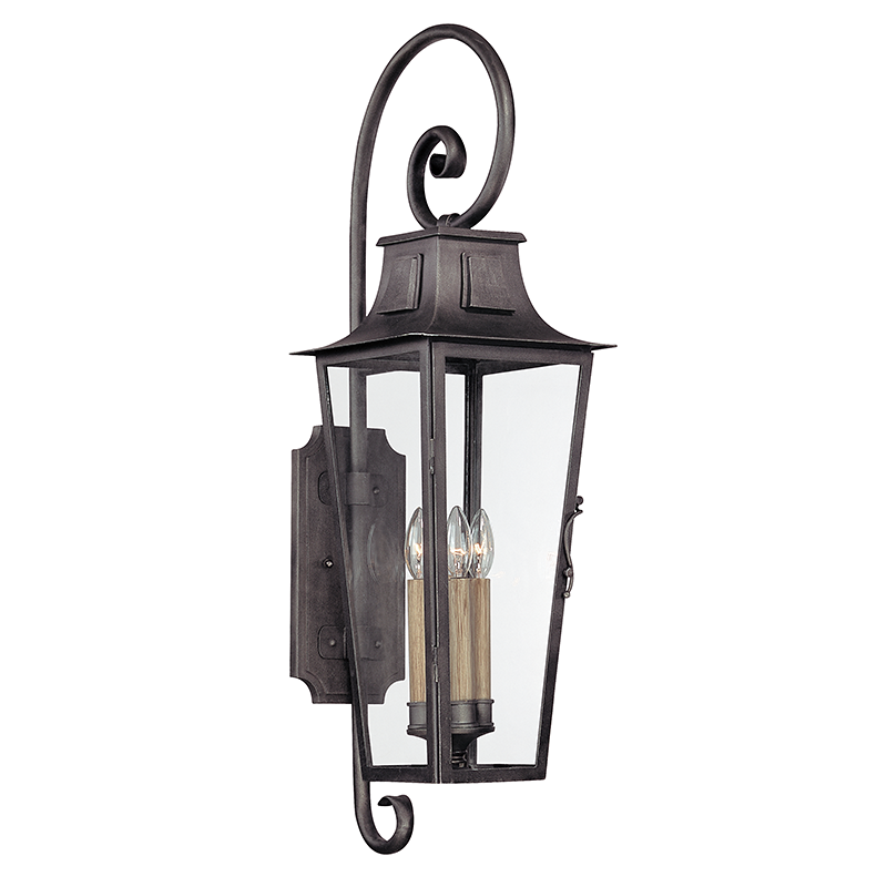 Troy Lighting PARISIAN SQUARE 4LT WALL LANTERN LARGE B2963 Outdoor Light Fixture Troy AGED PEWTER  