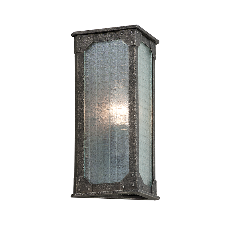 Troy Lighting HOBOKEN 1LT WALL LANTERN SMALL B3871 Wall Sconces Troy Lighting AGED PEWTER  