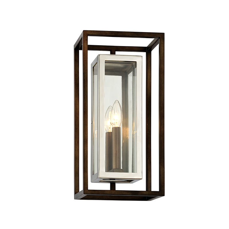 Troy Lighting MORGAN 1LT WALL B6512 Wall Sconces Troy Lighting BRONZE WITH POLISHED STAINLESS  