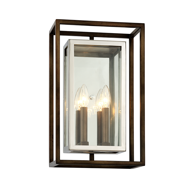 Troy Lighting MORGAN 2LT WALL B6513 Outdoor l Wall Troy Lighting BRONZE WITH POLISHED STAINLESS  
