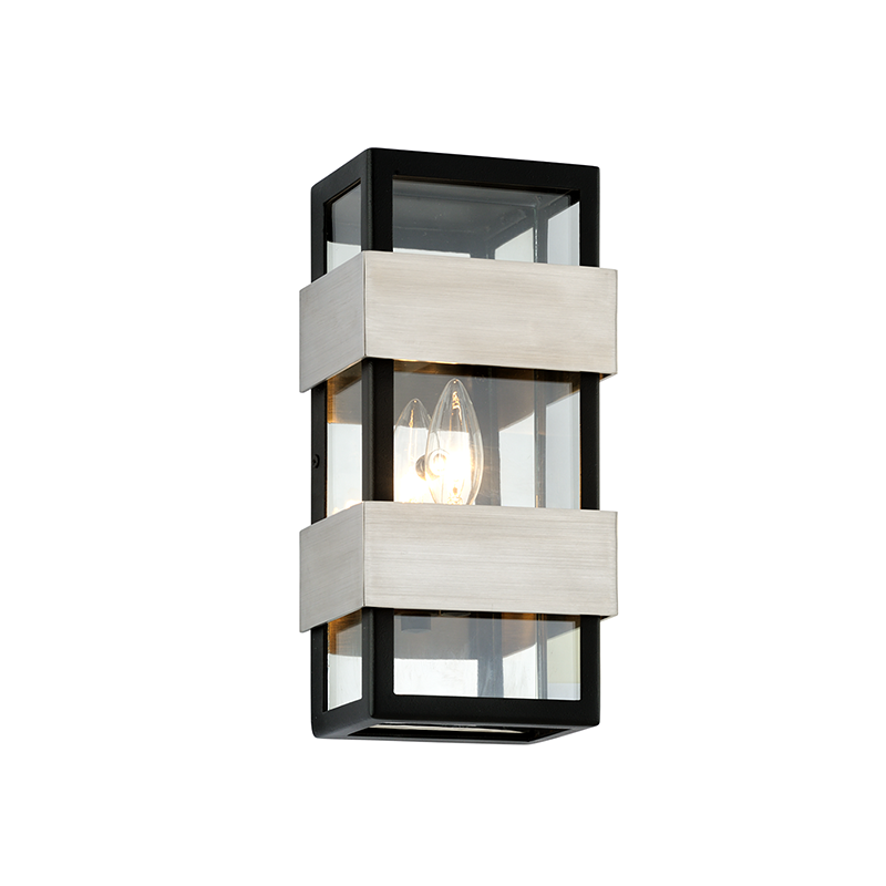 Troy Lighting DANA POINT 1LT WALL B6521 Outdoor l Wall Troy Lighting BLACK WITH BRUSHED STAINLESS  