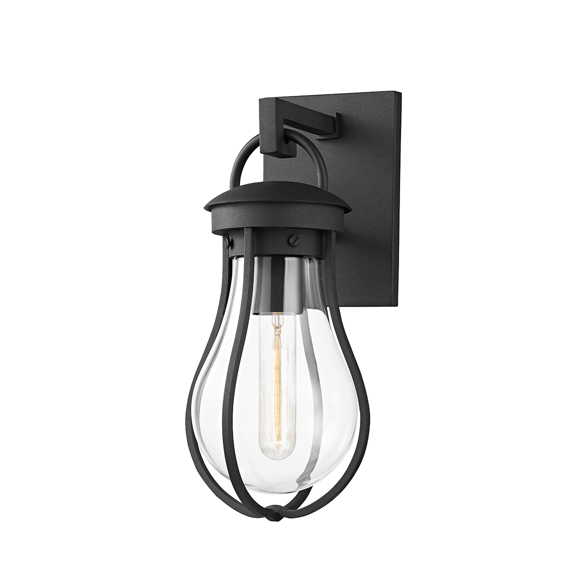 Troy BOWIE 1 LIGHT SMALL EXTERIOR WALL SCONCE B9314 Outdoor l Wall Troy Lighting TEXTURE BLACK  