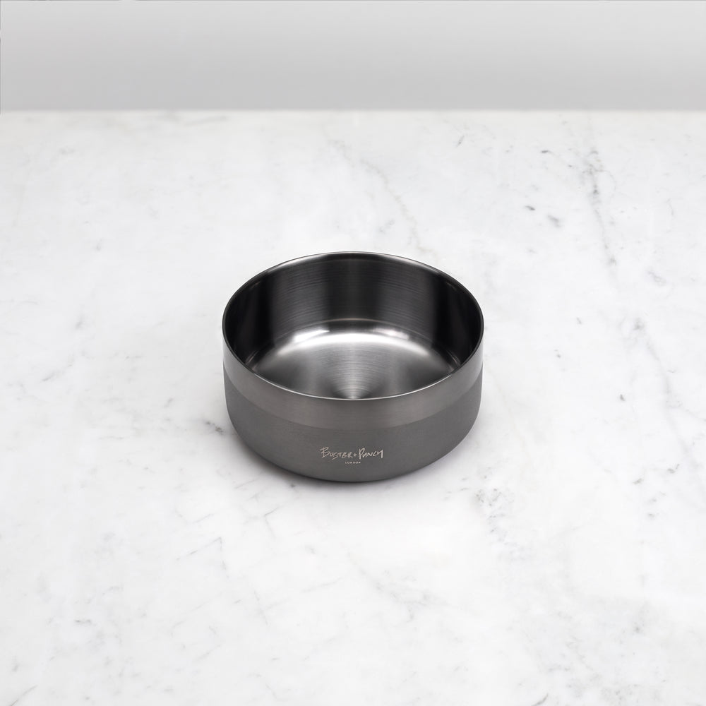 Buster + Punch Dog Bowl Pet Buster + Punch Gun Metal Small - 5.9" 