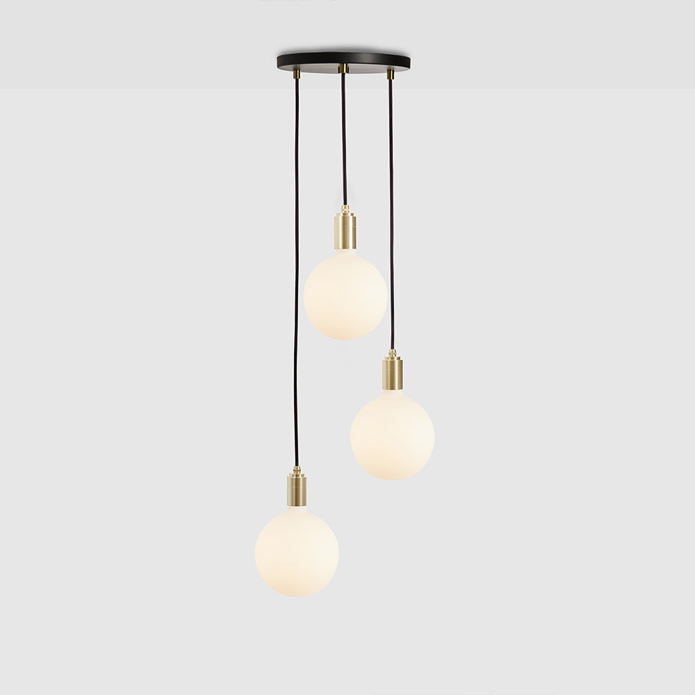 Tala Triple Pendant with Black Canopy and Sphere IV Pendant Tala Black Canopy, Brass Pendant  