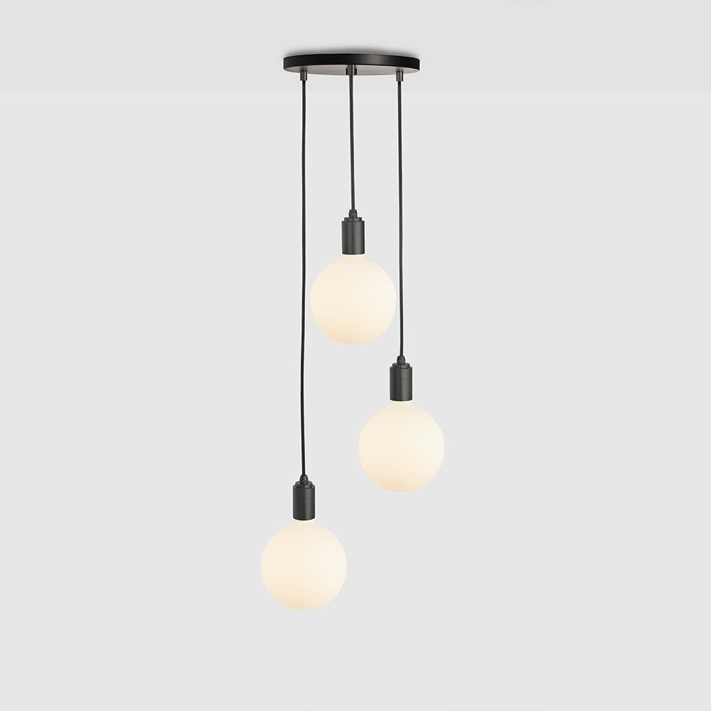 Tala Triple Pendant with Black Canopy and Sphere IV Pendant Tala Black Canopy, Graphite Pendant  