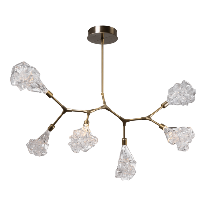 Hammerton Blossom Modern Branch - 6 pc Linear Chandeliers Hammerton Studio Metallic Beige Silver Blossom Clear Blownglass 2700