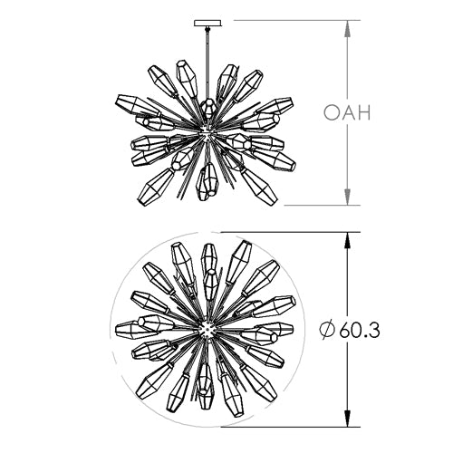 Hammerton Aalto Starburst Chandelier- 0C 60"