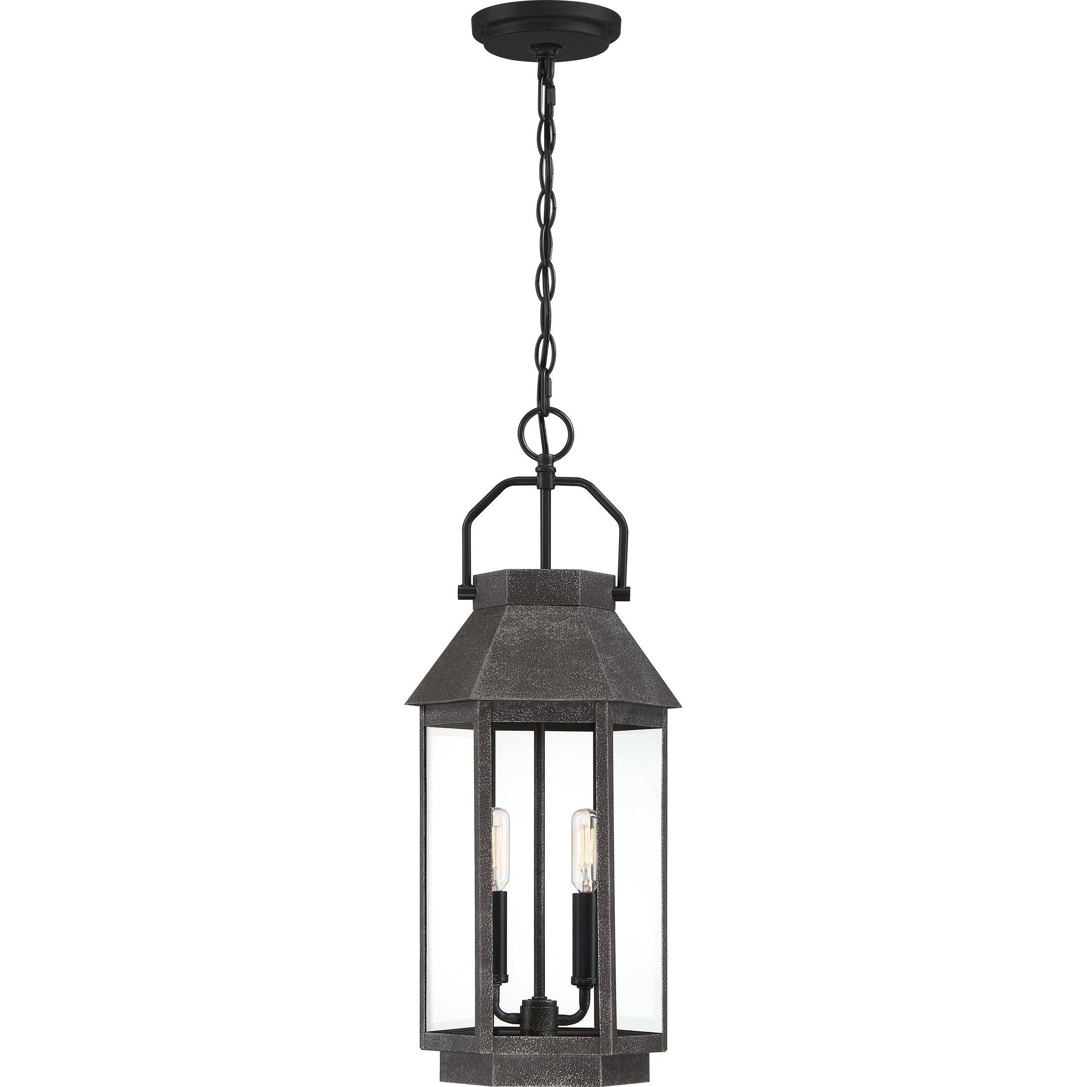 Quoizel  Campbell Outdoor Lantern,Hanging Outdoor Light Fixture l Hanging Quoizel Speckled Black  