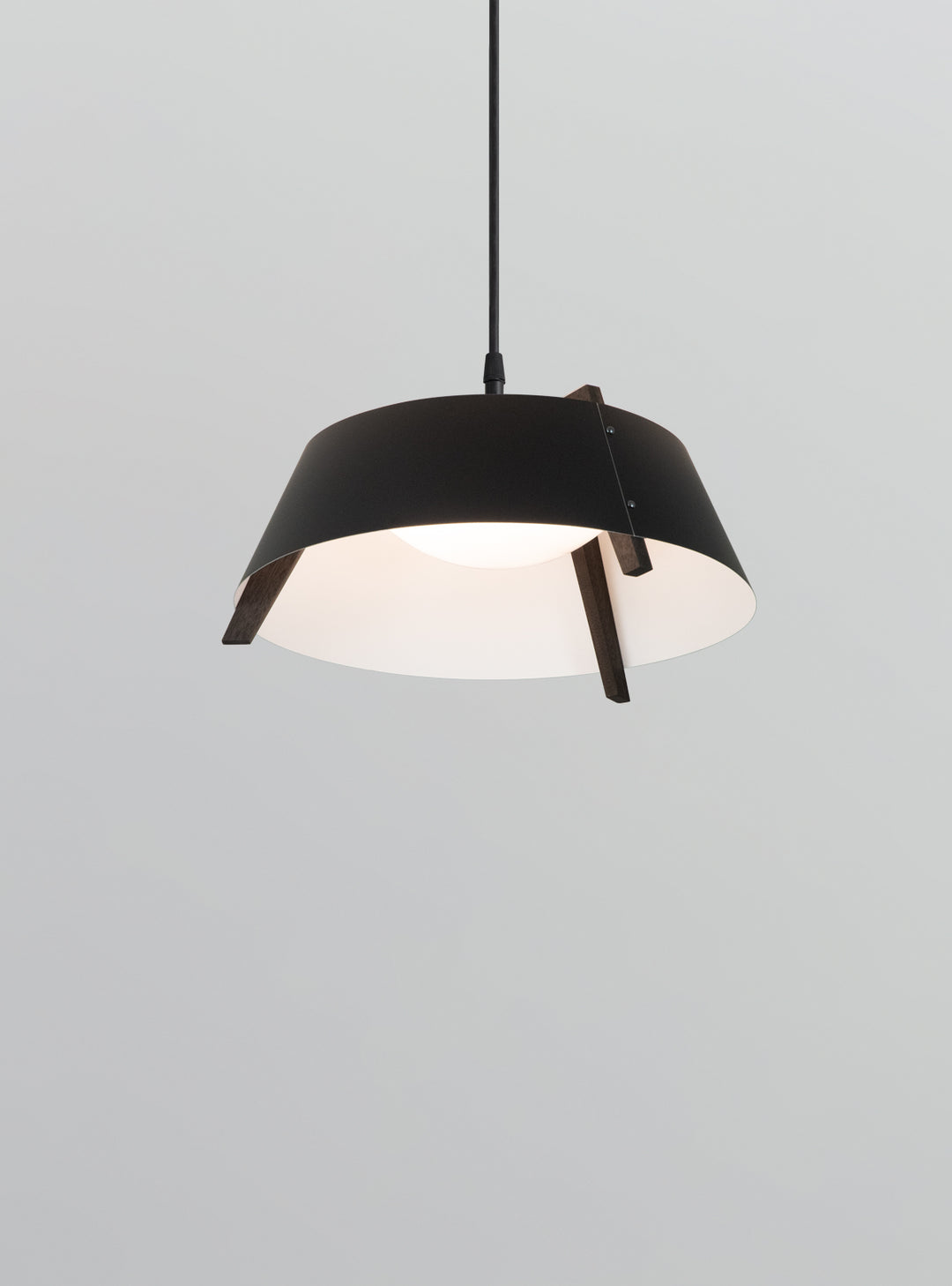 Cerno Casia 18" Pendant Pendants Cerno Dark Stained Walnut Matte Black with Matte White Interior Integrated LED, 2700K, P1 Driver