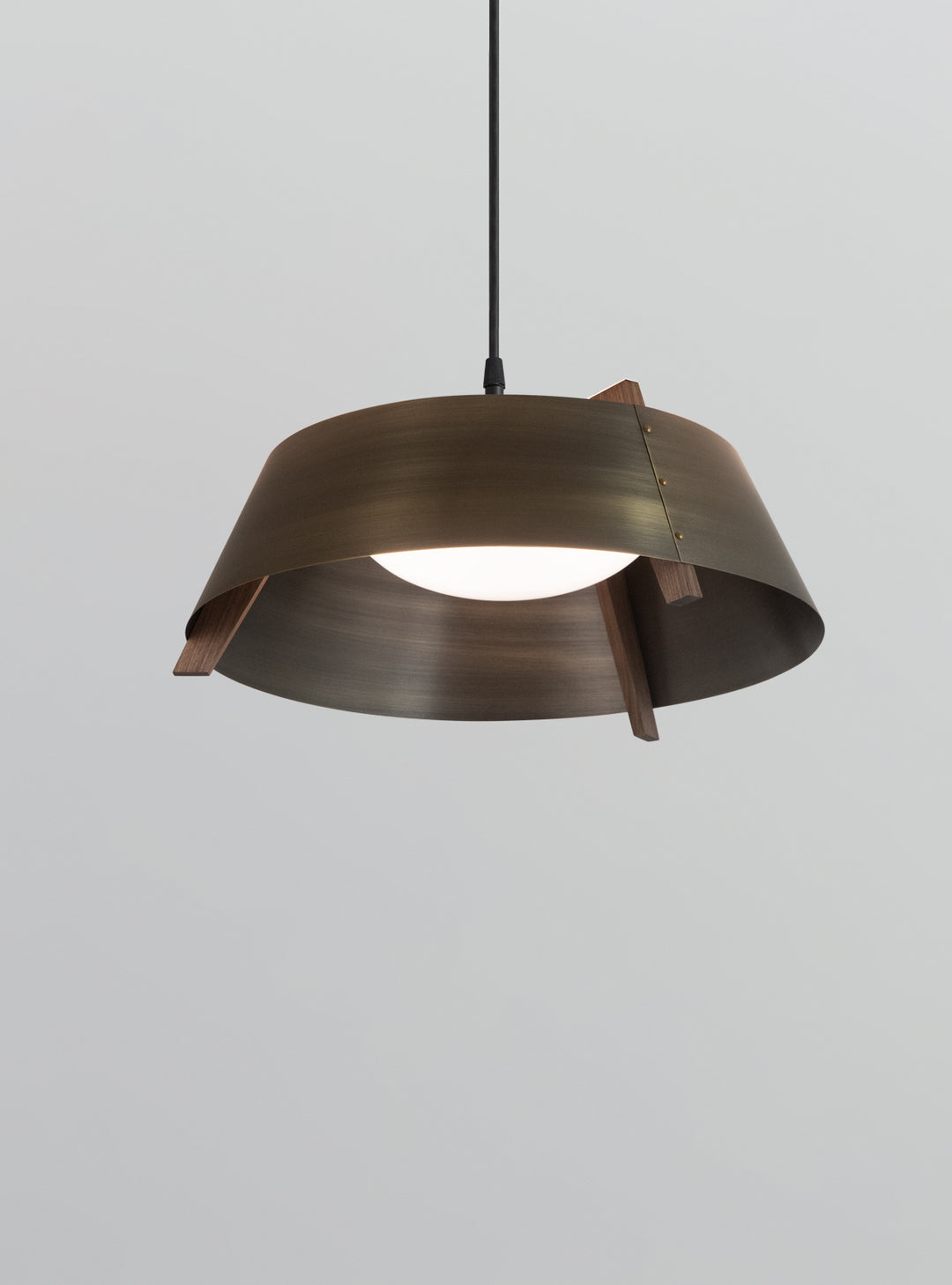 Cerno Casia 22" Pendant Pendants Cerno Dark Stained Walnut Distressed Brass Integrated LED, 2700K, P1 Driver