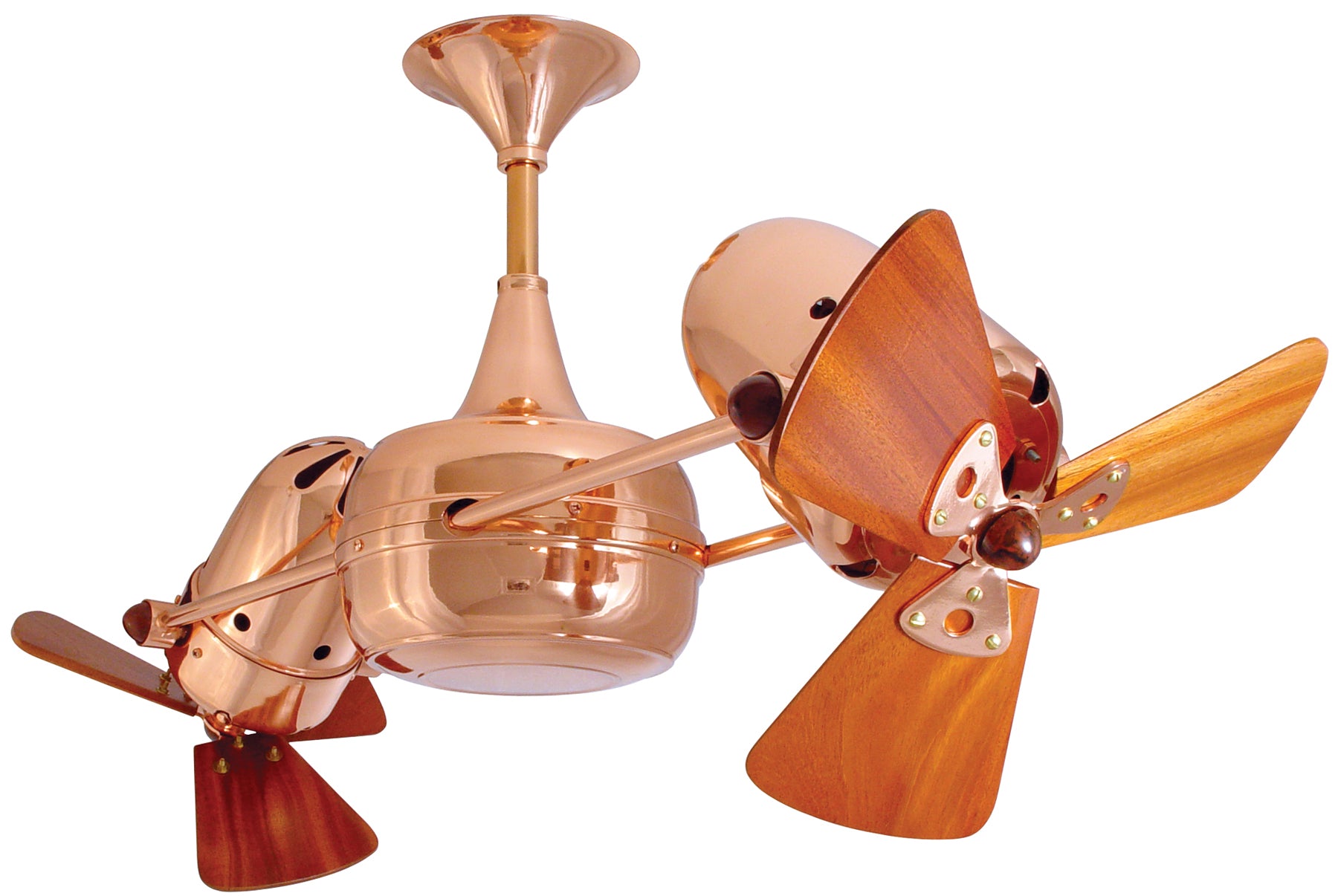 Matthews Fan Company Duplo Dinamico Rotational Fan Ceiling Fan Matthews Fan Company 36" Polished Copper Mahogany