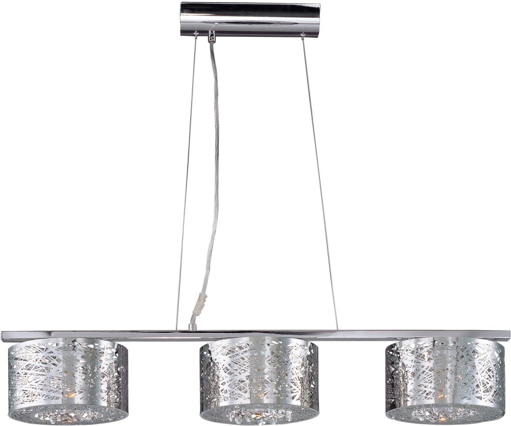 ET2 Inca 3 Light Pendant W/LED Bulb E21304 Linear Chandeliers ET2 Chrome  