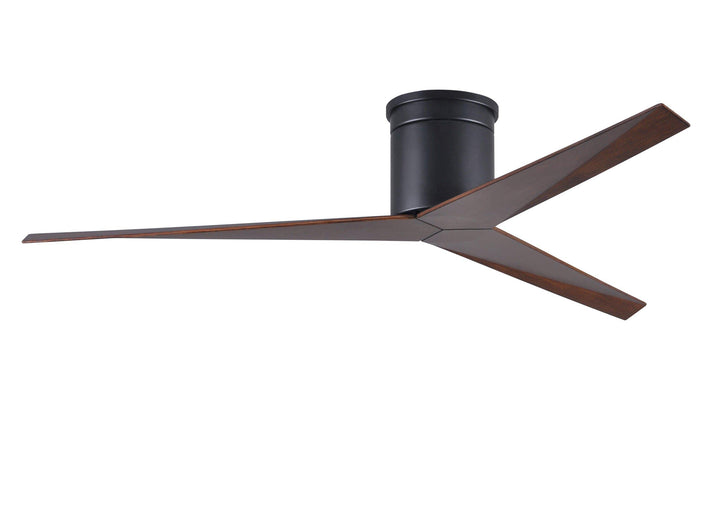 Matthews Fan Company Eliza-H Three Blade Flush Mount EKH Ceiling Hugger Fans Matthews Fan Company Matte Black Walnut Tone 