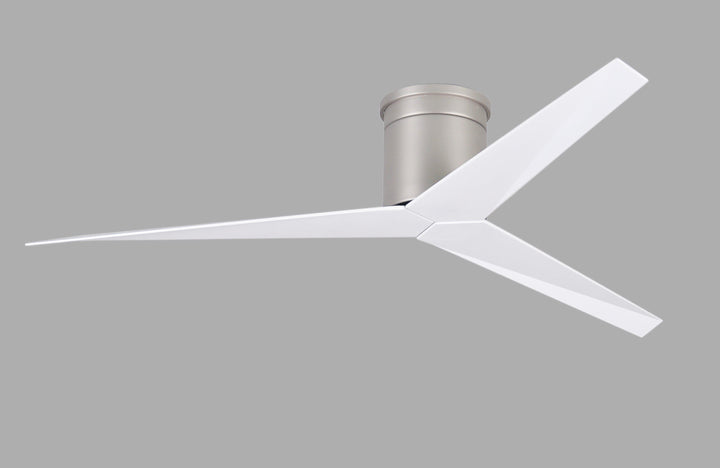 Matthews Fan Company Eliza-H Three Blade Flush Mount EKH Ceiling Hugger Fans Matthews Fan Company Brushed Nickel Gloss White 