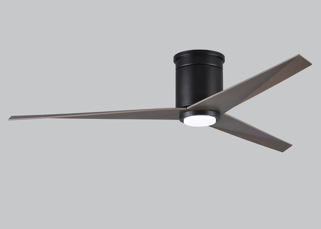 Matthews Fan Company Eliza-HLK Three Blade Flush Mount with Light Kit EKHLK Indoor Ceiling Fans Matthews Fan Company Matte Black Gray Ash 