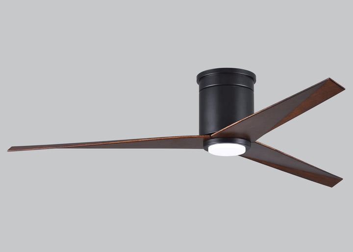 Matthews Fan Company Eliza-HLK Three Blade Flush Mount with Light Kit EKHLK Indoor Ceiling Fans Matthews Fan Company Matte Black Walnut Tone 