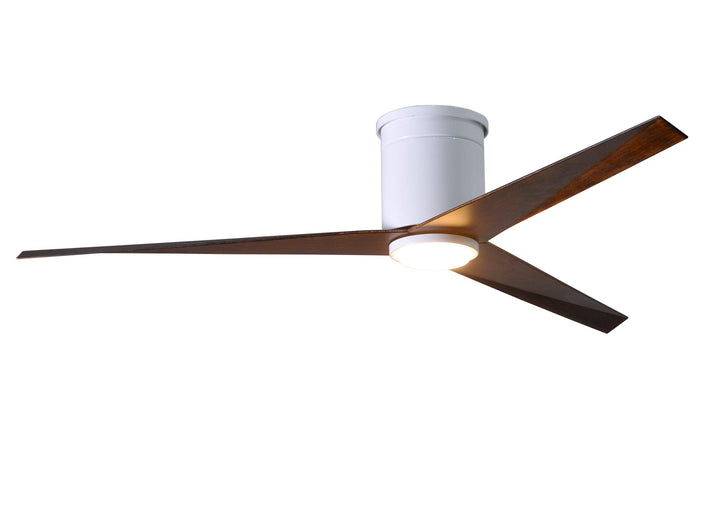 Matthews Fan Company Eliza-HLK Three Blade Flush Mount with Light Kit EKHLK Indoor Ceiling Fans Matthews Fan Company Gloss White Walnut Tone 