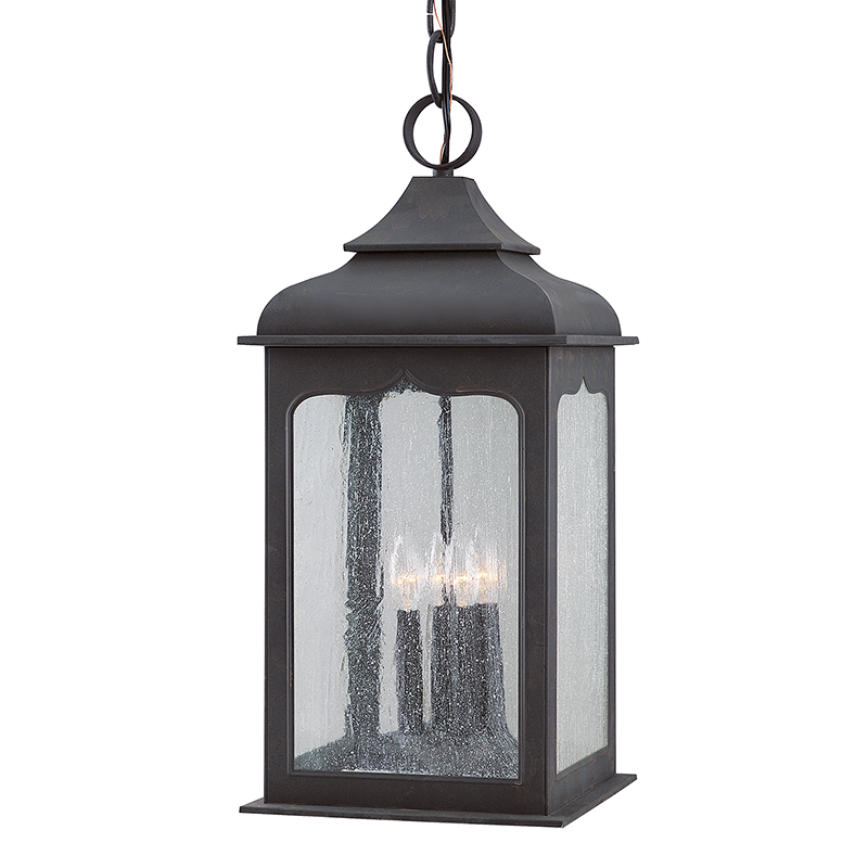 Troy Lighting HENRY STREET 4LT HANGING LANTERN LARGE F2018 Outdoor Hanging Lights Troy Lighting COLONIAL IRON  