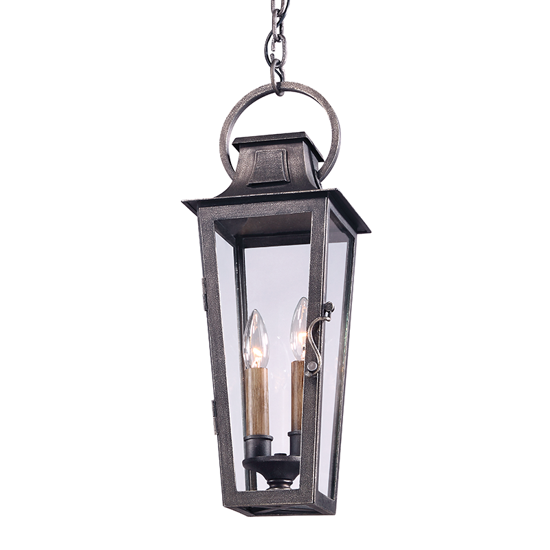 Troy Lighting PARISIAN SQUARE 2LT HANGING LANTERN MEDIUM F2966 Pendants Troy Lighting AGED PEWTER  