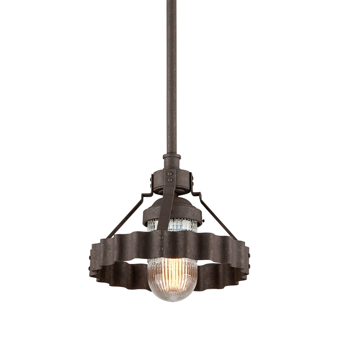 Troy Lighting CANARY WHARF 1LT PENDANT SMALL F4243 Outdoor Hanging Lights Troy Lighting BURNT SIENNA  