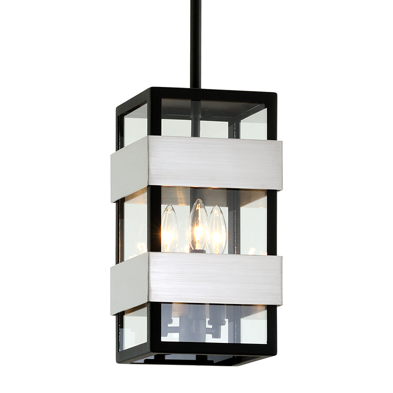 Troy Lighting DANA POINT 3LT HANGER F6527 Outdoor l Wall Troy Lighting BLACK WITH BRUSHED STAINLESS  