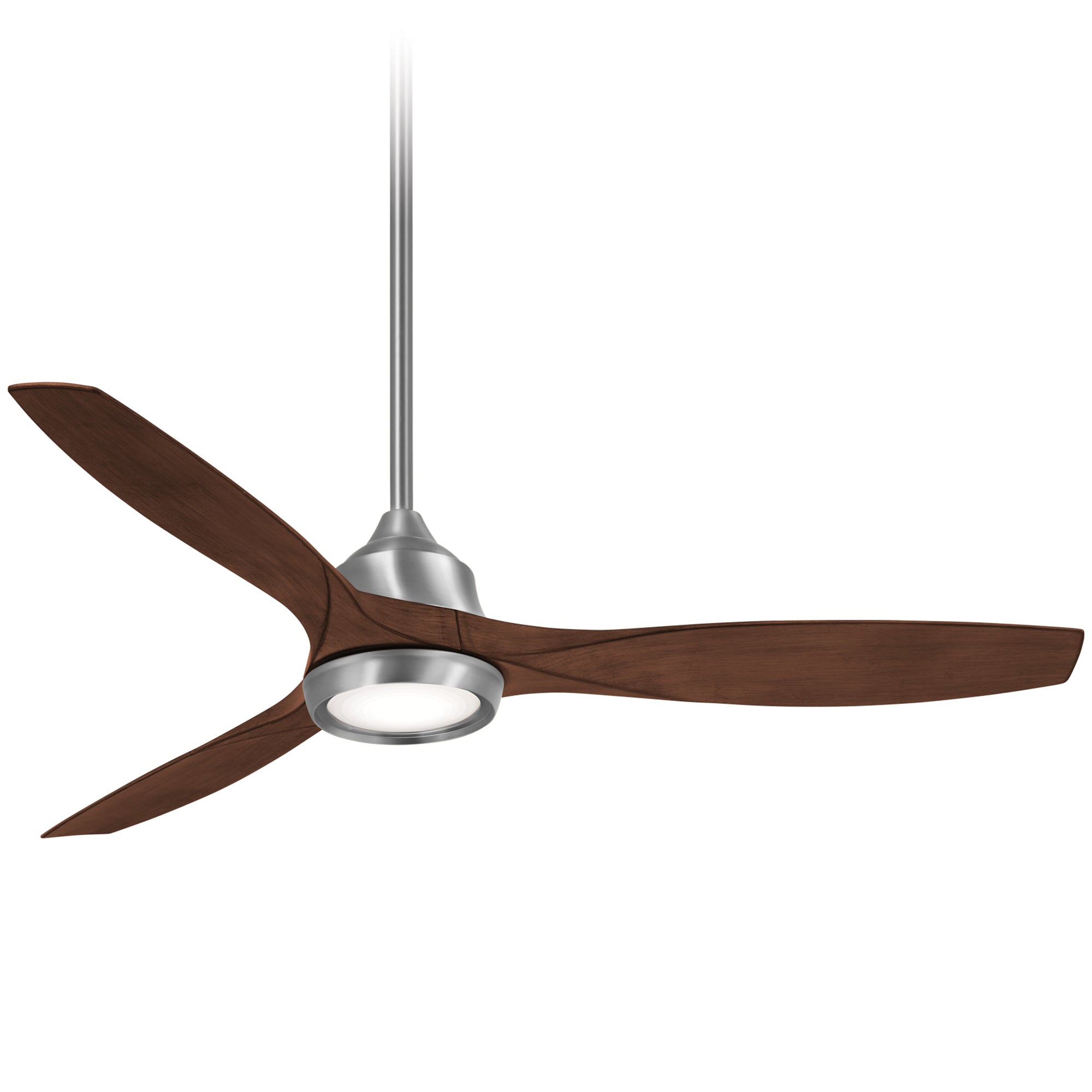 Minka Aire Skyhawk 60" Ceiling Fan with LED Light Kit F749L Ceiling Fan Minka-Aire Brushed Nickel Finish with Hand Carved Wood Dark Maple Blade  