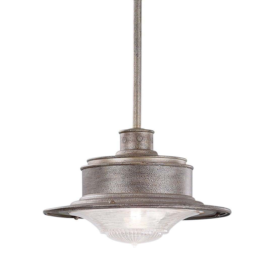 Troy Lighting SOUTH STREET 1LT HANGING DOWNLIGHT SMALL OLD GALVANIZED F9395 Outdoor Hanging Lights Troy Lighting OLD GALVANIZED  