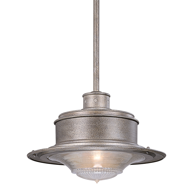 Troy Lighting SOUTH STREET 1LT HANGING DOWNLIGHT LARGE OLD GALVANIZED F9397 Outdoor Light Fixture l Hanging Troy Lighting OLD GALVANIZED  