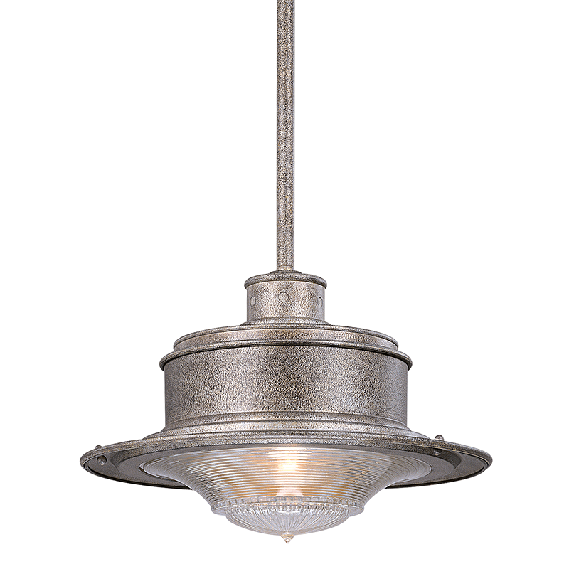 Troy Lighting SOUTH STREET 1LT HANGING DOWNLIGHT LARGE OLD GALVANIZED F9397 Outdoor Hanging Lights Troy Lighting OLD GALVANIZED  