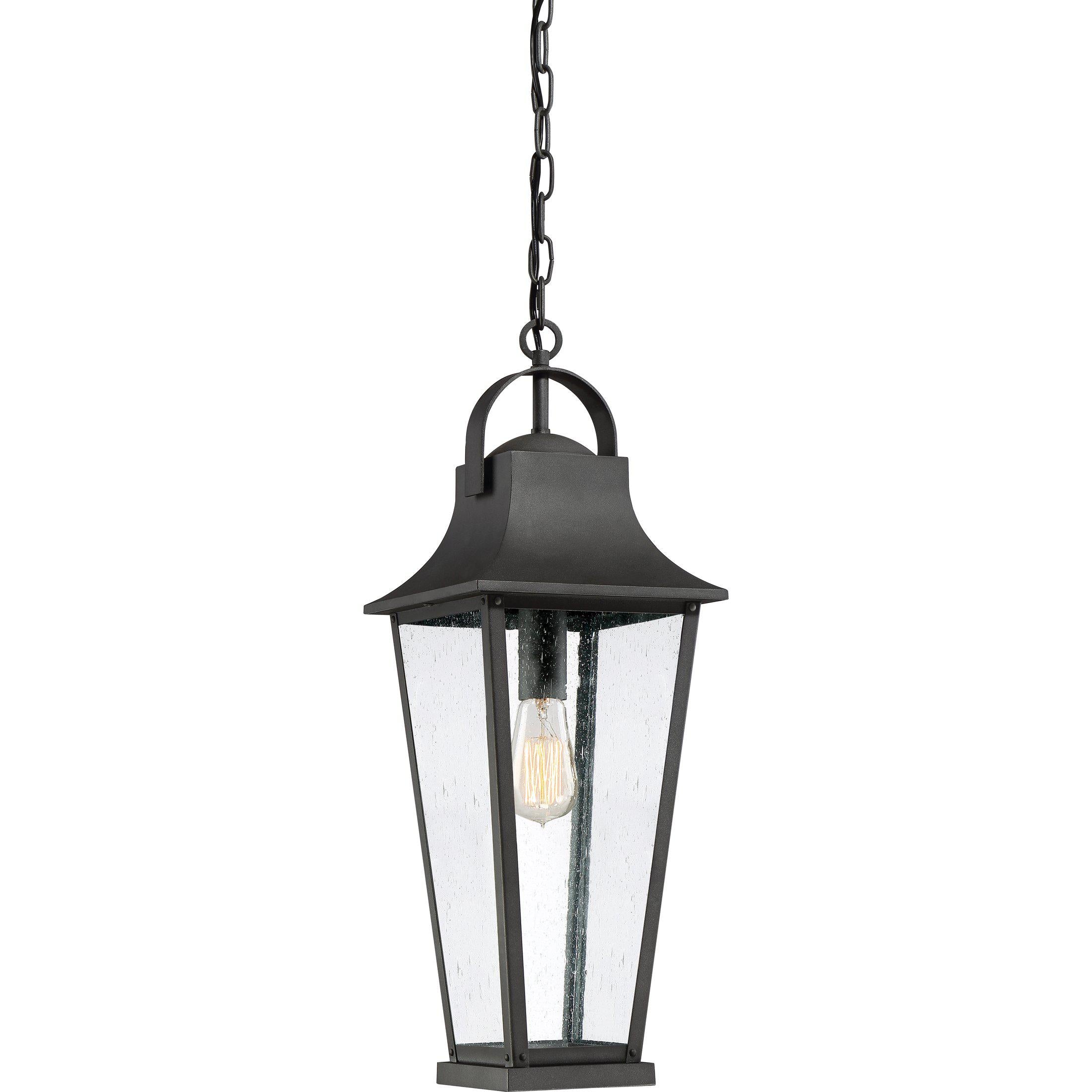 Quoizel  Galveston Outdoor Lantern, Hanging Outdoor Light Fixture l Hanging Quoizel Mottled Black  