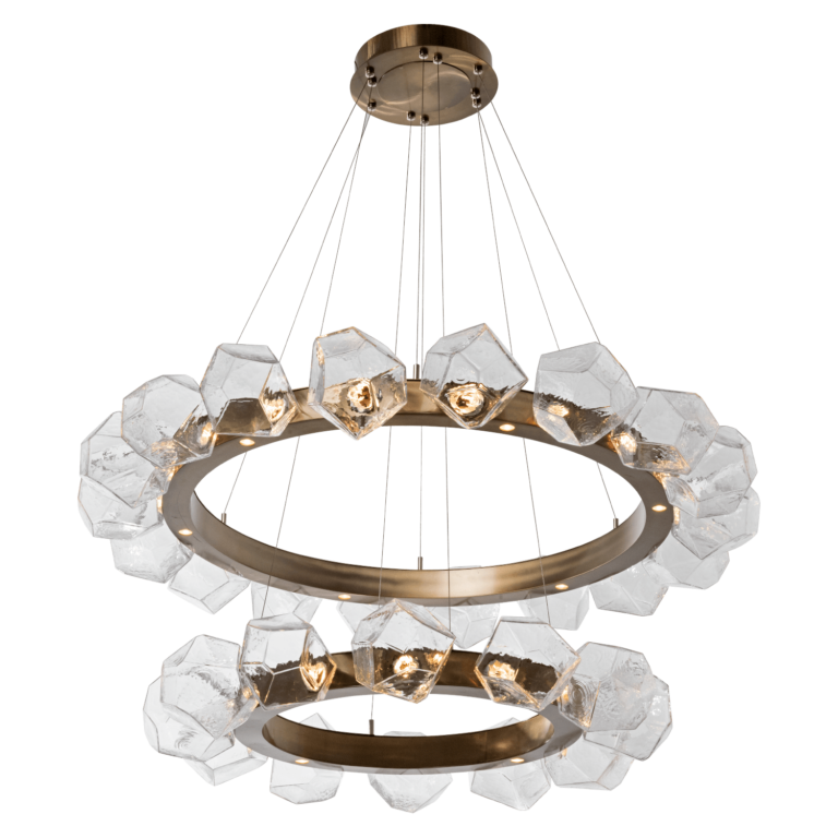 Hammerton Gem Radial Ring Two Tier - 36/48 Chandeliers Hammerton Studio Metallic Beige Silver Blown Glass Gem - Amber 2700